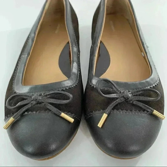 Lands end ballet flats size 8 38 chocolate brown suede bow round toe balletcore - Picture 3 of 13